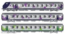 L.S. Models LS41251AC - 3er Set Personenwagen VU+VTU SNCF, Ep.VI, Normandie, AC - Lemke