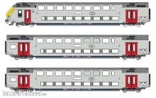 L.S. Models LS43101DC - 3er Set Doppelstockwagen M6 BDX+B+B SNCB, Ep.Vb