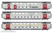 L.S. Models LS43103DC - 3er Set Doppelstockwagen M6 BD+B+A SNCB, Ep.Vb