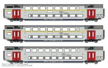 L.S. Models LS43104DC - 3er Set Doppelstockwagen M6 A+A+B SNCB, Ep.VI