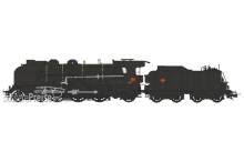 REE Modeles MB-135S - 1-231 G 236 REIMS depot, double smoke stack, large smoke deflectors, Bi-Compound air pump, ACFI preheating, 30m³tender, SNCF Black, red fillets Era III - DCC Sound & Smoke