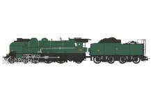 REE Modeles MB-136SAC - 2-231 K 44 CALAIS depot, double smoke stack, large smoke deflectors, Bi-Compound air pump, ACFI preheating, 38m³ tender, Green, yellow fillets - AC Sound & Smoke (3 tracks)