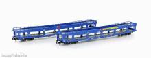 Lemke Collection MF33301 - 2er Set Autotransportwagen DDm 916 EETC, Ep.VI, blau - Lemke