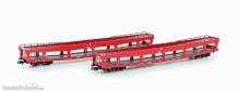 Lemke Collection MF33303 - 2er Set Autotransportwagen DDm 916 EETC, Ep.VI, rot - Lemke