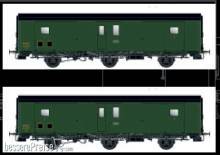 L.S. Models MW104 - 2er Set Packwagen Dqd2m SNCF, Ep.IIIc/d, Schlußlicht - Lemke