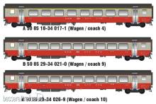 L.S. Models MW2108-2AC - 3er Set Personenwagen EW III SBB, Ep.IV, Swiss Express, AC - Lemke