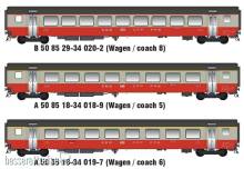 L.S. Models MW2108-3AC - 3er Set Personenwagen EW III SBB, Ep.IV, Swiss Express, AC - Lemke