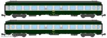 REE Modeles NW-187 - SET of 2 UIC SLEEPING CAR, High roof with grey color, Green-Alu 160 color Era IV