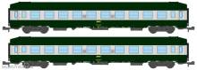 REE Modeles NW-191 - SET of 2 UIC SLEEPING CAR, High roof, Green-Alu 160 color Era IV