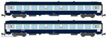 REE Modeles NW-193 - SET of 2 UIC SLEEPING CAR, Low roof, logo nouille, Blue TEN color Era V