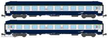 REE Modeles NW-195 - SET of 2 UIC SLEEPING CAR, High roof, arrow logo, Blue TEN color Era V