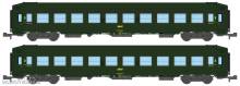 REE Modeles NW-211 - SET of 2 UIC SLEEPING CAR, High roof Green 301, Yellow framed logo Era IV
