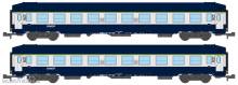 REE Modeles NW-213 - SET of 2 UIC SLEEPING CAR, High roof Blue TEN Color, logo nouille Era V