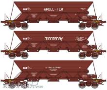 REE Modeles NW-266 - Set of 3 EX hoppers wagons « ARBEL-FER, MONTENAY et LA GARE DES MINES », SNCF Era IV