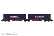 REE Modeles NW-289 - Sggmrss 80 TOUAX wagon + 2 x 40´ CGA-CGM containers Era VI
