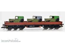 NPE NW 52057 - 6-achsiger Schwerlastwagen Bauart Sas 4650, DR (Ep IV) braun-schwarz-schwarz, beladen mit IFA P3 Militär