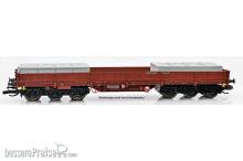 NPE NW 52066 - 6-achsiger Schwerlastwagen der Bauart Samms 4860, DR (Ep V) Bergbremswagen Zwickau, braun-braun-schwarz, beladen mit Balastgewichten