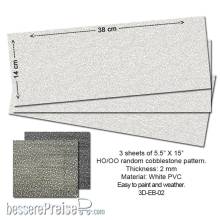 Proses P3D-EB-02 - Geprägte PVC-Platten (zufällig angeordnetes Kopfsteinpflaster) 3 Stück 14x34 cm Stärke: 2mm