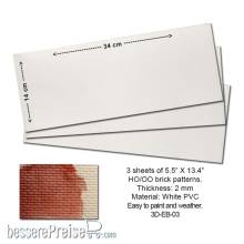 Proses P3D-EB-03 - Geprägte PVC-Platten (Ziegelmuster) 3 Stück 14X34 cm Stärke.: 2mm
