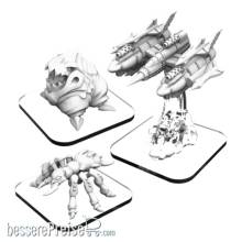 Privateer Press Übersee PIP51184 - Belcher, LTA Fighter, Dire Ant - Monsterpocalypse Elite Destroyers Unit (metal/resin)