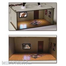 Proses PLS-008 - 2 Stk. Zimmer beleuchtet mit Flachbildfernseher, Natur u. Erotik (Bausatz H0/00)