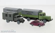 Brekina PMS_248022 - Set Wiking-Verkehrs-Modelle 97, Hanomag HD5N Pritschenlastzug, Opel Blitz - Fernmeldedienst und Porsche 356