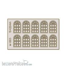 Proses PW-003 - 10 Stk. Sprossen-Bogenfenster 13 x 22 mm, 14-Scheiben H0/00