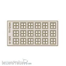 Proses PW-005 - 18 Stk. Sprossenfenster 11 x 12 mm, 4-Scheiben, Lasergeschnitten H0/00
