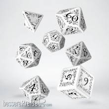 Q-Workshop QWSSELV02 - Elvish White & black Dice Set (7)