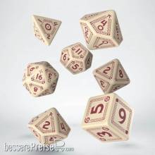 Q-Workshop QWSSRQU87 - RuneQuest Beige & burgundy Dice Set (7)
