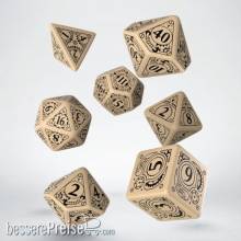 Q-Workshop QWSSSTE18 - Steampunk Beige & black Dice Set (7)