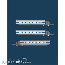 Azar Models T01-AB2 - TGV Sud-Est - 3 intermediate coaches set - Atlantic