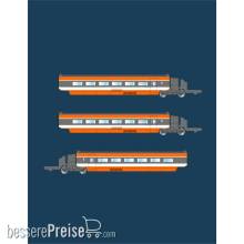Azar Models T01-OR2 - TGV Sud-Est - 3 intermediate coaches set - orange