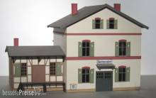 Modellbau Laffont T5701 - Bahnhofsgebäude verputzt mit Güterschuppen