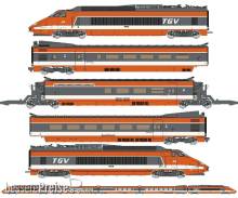 REE Modeles TGV-001 - TGV (5 units set : Engine x2 + R1 + R8 + R4 Bar coaches) - ANALOGIQUE