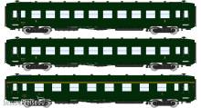 REE Modeles VB-389 - SET of 3 U52 DEV AO short cars, B10 green 306, SNCF Era III