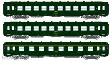 REE Modeles VB-392 - SET of 3 U52 DEV AO short cars, B10 U52 green 306, SNCF Era IV