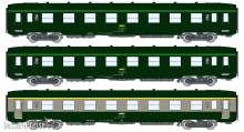 REE Modeles VB-396 - SET of 3 DEV AO short cars, A7x ex-B8 U53 green 302/grey 804, and 2 x B8 ex-A8 green 302 SNCF Era IV-V