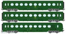REE Modeles VB-475 - Set of 3 ETAT Cars B10, B10 and B5d, green 301, SNCF Period IV