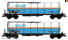 B-Models VB-81098 - 2-teilige Set SNCB Kesselwagen ´Solvay´ - DC 2-Leiter Gleichstom - Ep.V