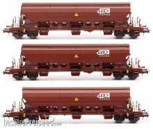 B-Models VB-83019 - Set mit 3 SNCB GetreideWagen Ep.V-VI in brauner Farbgebung