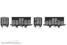 REE Modeles VM-026 - Set of 2 Covered Wagon, Round roof & roof 2 slopes, Grey / Black steel Kv 4638 & Kifv 4082