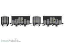 REE Modeles VM-027 - Set of 2 Covered Wagon, Roof 2 slopes, Grey / Black steel Kv 4078 & Kv 4075