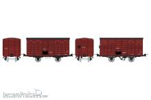 REE Modeles VM-030 - Set of 2 Covered Wagon, Round roof & roof 2 slopes, UIC Red, SNCF K 97 & Kifv 146