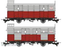 REE Modeles VM-047 - Set of 2 Luggage Cars CFC Red/Grey n°2621 (doors closed) & n°2625 (2 opened doors) Era. III-IV