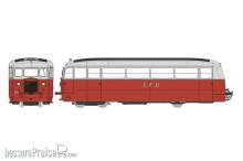 REE Modeles VM-053-S - DE DION Type ND des CFD Vivarais-Lozère N°201, 2 Phares, sans aérateurs, Rouge/Gris Perle Ep.III - DCC SOUND