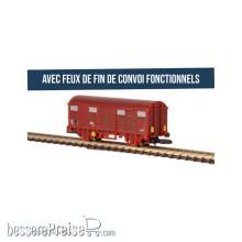 Azar Models W02-STA2X - SNCF-Güterwagen Typ G4 in brauner UIC-Lackierung mit funktionsfähigen Schlusslichtern (Aluminiumklappen) - Ep.IV
