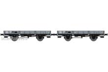 REE Modeles WB-604 - SET of 2 OCEM 29 FLAT Wagon Grey MIDI NNTouw 65624 et NNTouw 65198 Frein à levier, Spoked wheels Era II