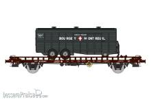REE Modeles WB-619 - UFR double Era III with screw braking control, brown, black frame + 1 twin axles van trailer BOURGEY-MONTREUIL