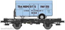 REE Modeles WB-648 - UFR Simple black, plain wheels N°597804 + Trailer « TRANSPORTS PAVESI » Era III